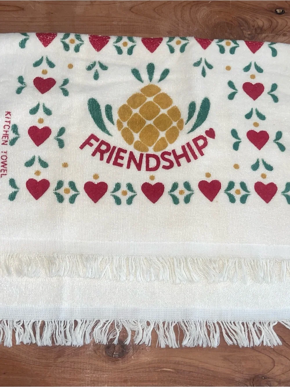 Vintage Friendship Pineapple Decorative White Cotton Kitchen Towel
